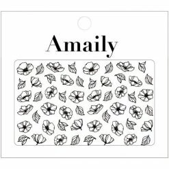 Nail Partner Amaily Japanese Nail Art Sticker / Poppy Flower / Black