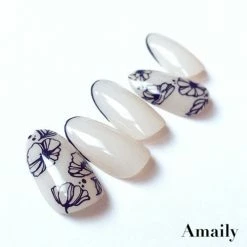 Nail Partner Amaily Japanese Nail Art Sticker / Poppy Flower / Black