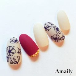 Nail Partner Amaily Japanese Nail Art Sticker / Poppy Flower / Black