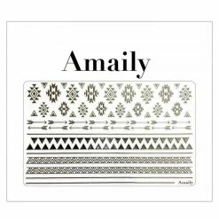 Nail Partner Amaily Japanese Nail Art Sticker / Native Patterns / Silver