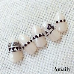 Nail Partner Amaily Japanese Nail Art Sticker / Native Patterns / Silver