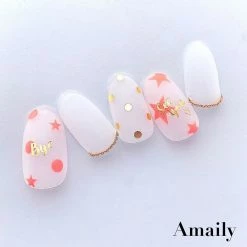 Nail Partner Summer Nails Amaily Japanese Nail Art Sticker / Dot Pattern / Neon Orange