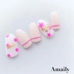 Nail Partner Amaily Japanese Nail Art Sticker / Dot Pattern / Neon Pink Summer Nails