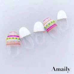 Nail Partner Amaily Japanese Nail Art Sticker / Dot Pattern / Neon Pink Summer Nails