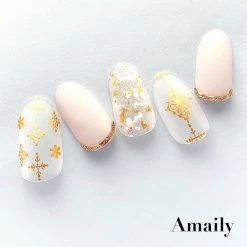 Nail Partner Amaily Japanese Nail Art Sticker / Damask Pattern / Gold