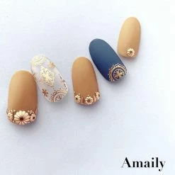 Nail Partner Amaily Japanese Nail Art Sticker / Damask Pattern / Gold