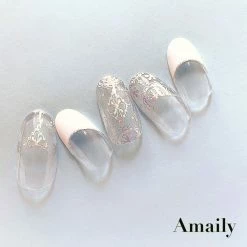 Nail Partner Amaily Japanese Nail Art Sticker / Damask Pattern / Holographic