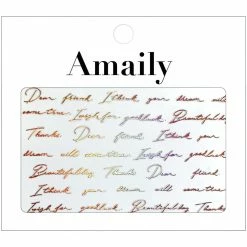 Nail Partner Amaily Japanese Nail Art Sticker / Cursive Letters / Rose Gold Holo