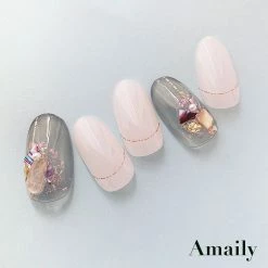 Nail Partner Amaily Japanese Nail Art Sticker / Decorative Lines / Rose Gold Holo