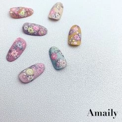 Nail Partner Amaily Japanese Nail Art Sticker / Embroidery Flowers / Colorful