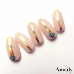 Nail Partner Amaily Japanese Nail Art Sticker / Lines / Gold Holographic
