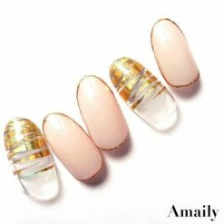 Nail Partner Amaily Japanese Nail Art Sticker / Lines / Gold Holographic
