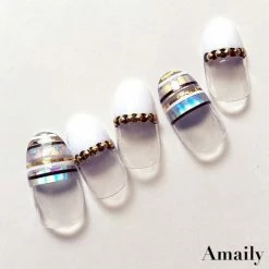 Nail Partner Best Sellers Amaily Japanese Nail Art Sticker / Lines / Silver Holographic