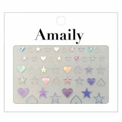 Nail Partner Amaily Japanese Nail Art Sticker / Holographic Hearts & Stars