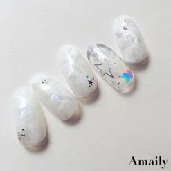 Nail Partner Amaily Japanese Nail Art Sticker / Holographic Hearts & Stars