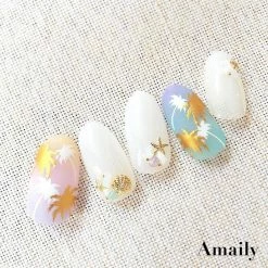 Nail Partner Summer Nails Amaily Japanese Nail Art Sticker / Palm Trees / Gold