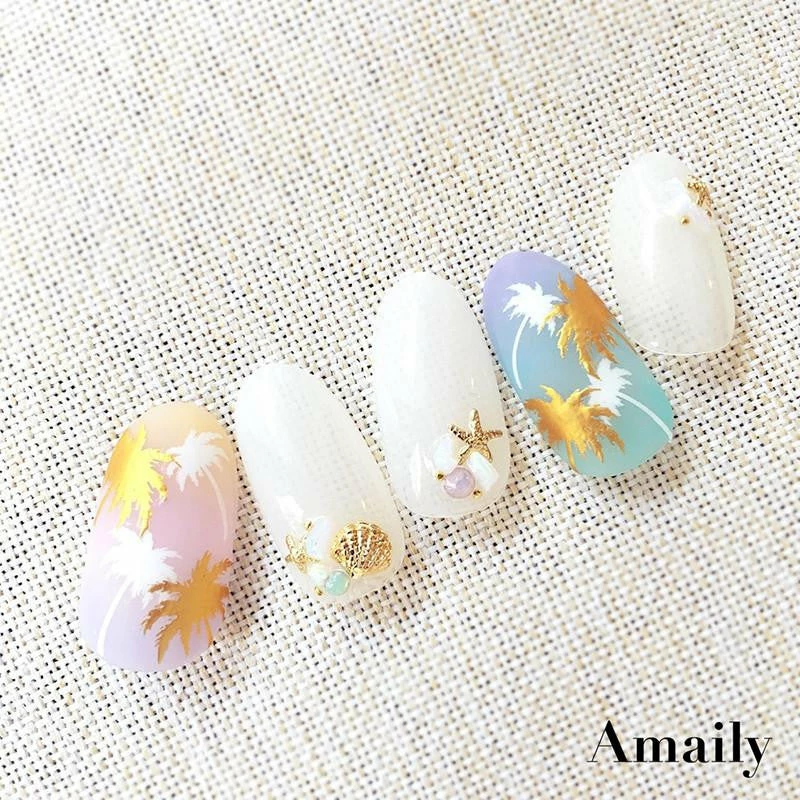 Nail Partner Summer Nails Amaily Japanese Nail Art Sticker / Palm Trees / Gold 2 Nail Partner Summer Nails Amaily Japanese Nail Art Sticker / Palm Trees / Gold