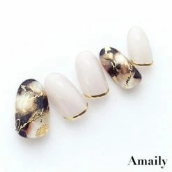 Nail Partner Amaily Japanese Nail Art Sticker / Cursive Letters / Gold