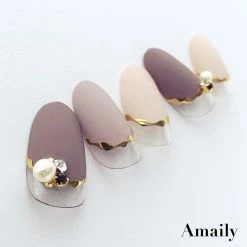 Nail Partner Amaily Japanese Nail Art Sticker / Wavy Lines / Gold