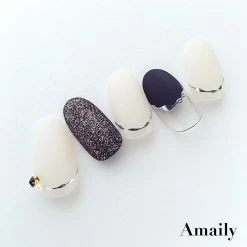 Nail Partner Amaily Japanese Nail Art Sticker / Wavy Lines / Silver