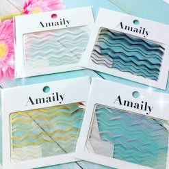 Nail Partner Amaily Japanese Nail Art Sticker / Waves / Black