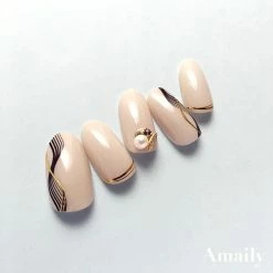 Nail Partner Amaily Japanese Nail Art Sticker / Waves / Gold