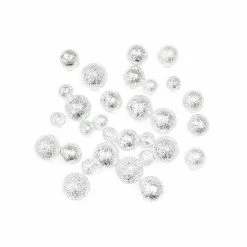Julia Textured Metallic Round Beads / Silver