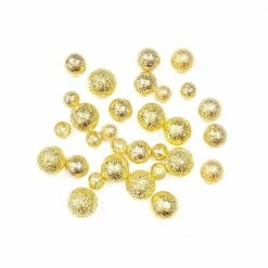 Julia Textured Metallic Round Beads / Gold Nail Art