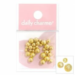 Julia Textured Metallic Round Beads / Gold Nail Art