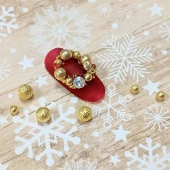 Julia Textured Metallic Round Beads / Gold Nail Art