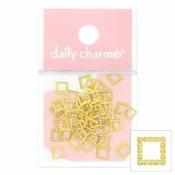 1688 - ShuYing Nail Art Beaded Square Frame / Gold