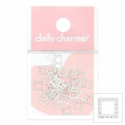 1688 - ShuYing Nail Art Beaded Square Frame / Silver