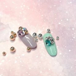 1688 - MeiCaiLin Nail Art Metallic Round Beads / Silver