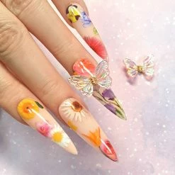1688 Nail Art Fluttering Butterfly Resin Charm / Glittery Clear