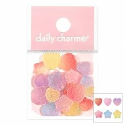 1688 Sugared Gummy Hearts & Stars Resin Cabochons Mix