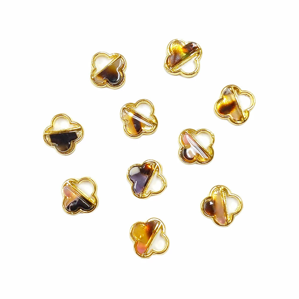 Julia Framed Resin Gems / Tortoiseshell / Clover 1 Julia Framed Resin Gems / Tortoiseshell / Clover