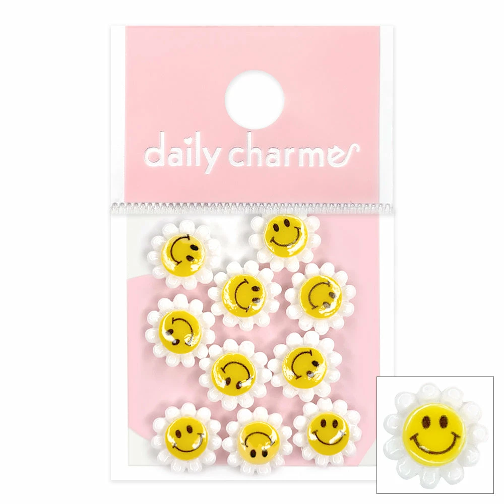 1688 - ShuYing New Arrivals Kawaii Resin Cabochon / Smiley Daisy / White 1 1688 - ShuYing New Arrivals Kawaii Resin Cabochon / Smiley Daisy / White