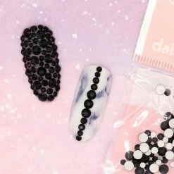 John F Allen & Son Charme Crystal Round Flatback Rhinestone / Jet Black Nail Art