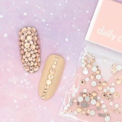 John F Allen & Son Charme Crystal Round Flatback Rhinestone / Light Peach Nail Art