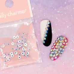 John F Allen & Son Charme Crystal Round Flatback Rhinestone / Crystal AB Unfoiled