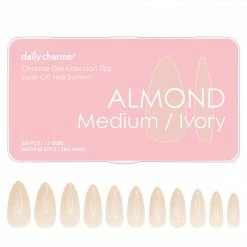 Nadeco Nail Tips Charme Gel Extension Tips / Almond / Medium / Ivory
