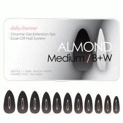 Nadeco Charme Gel Extension Tips / Almond / Medium / B+W