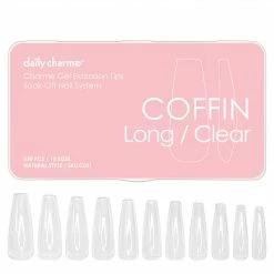Nadeco Best Sellers Charme Gel Extension Tips / Coffin / Long / Clear