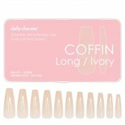 Nadeco Charme Gel Extension Tips / Coffin / Long / Ivory Nail Tips