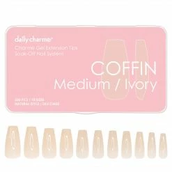 Nadeco Charme Gel Extension Tips / Coffin / Medium / Ivory Nail Tips