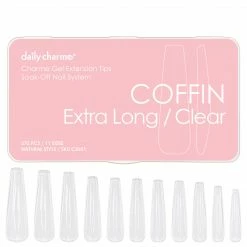 Nadeco Charme Gel Extension Tips / Coffin / Extra Long / Clear