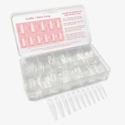 Nadeco Charme Gel Extension Tips / Coffin / Extra Long / Clear