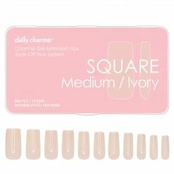 Nadeco Charme Gel Extension Tips / Square / Medium / Ivory