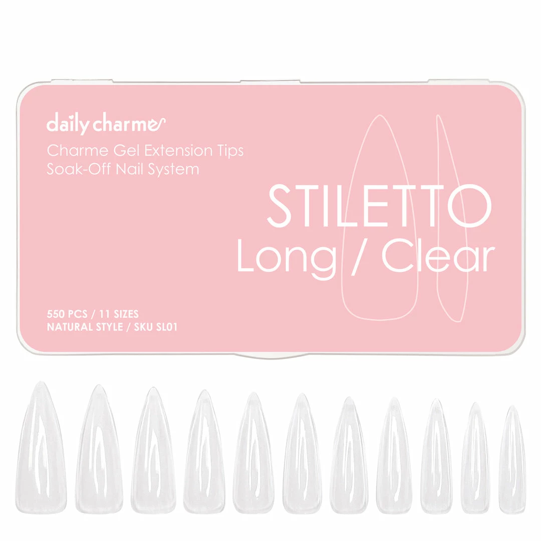 Nadeco Charme Gel Extension Tips / Stiletto / Long / Clear 1 Nadeco Charme Gel Extension Tips / Stiletto / Long / Clear