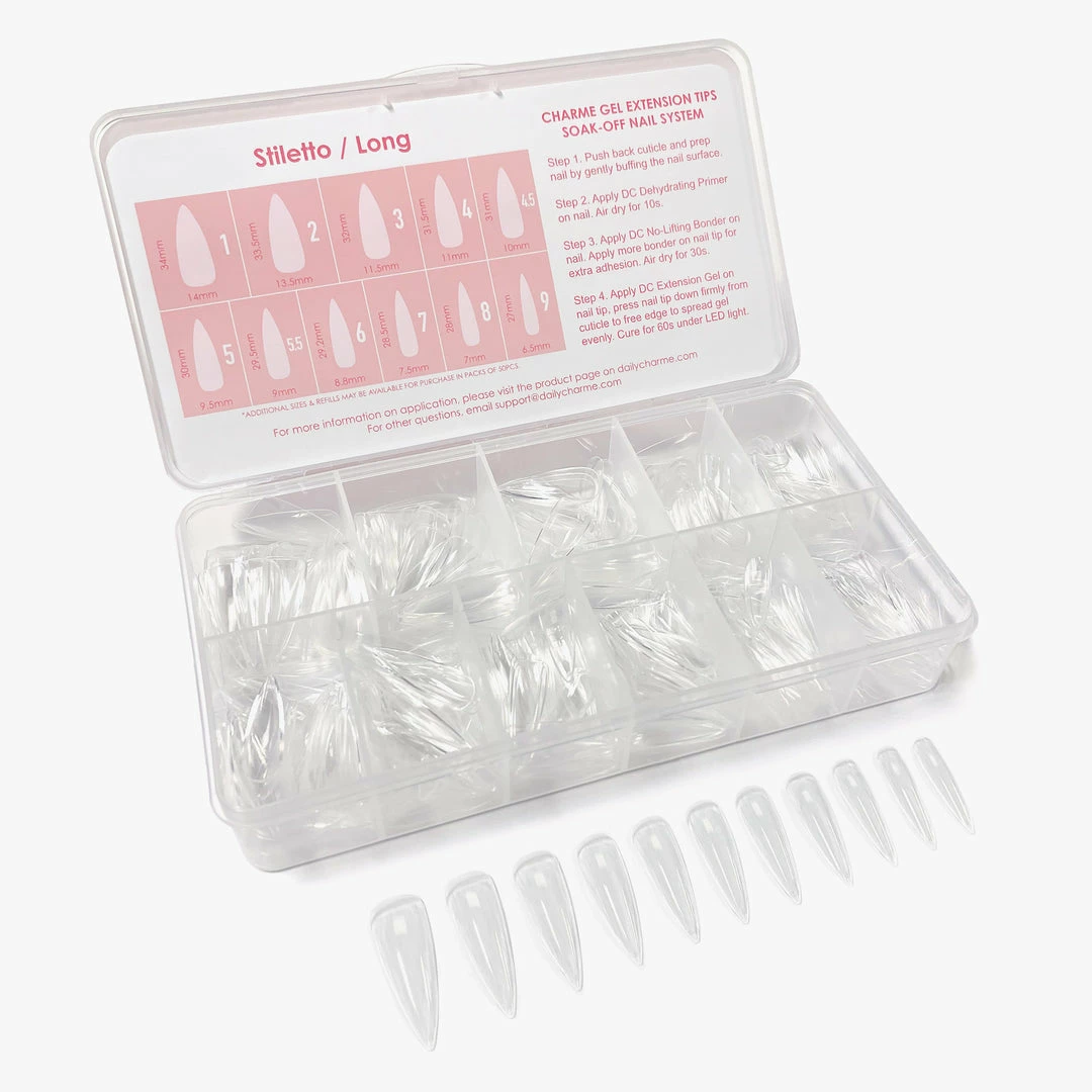 Nadeco Charme Gel Extension Tips / Stiletto / Long / Clear 3 Nadeco Charme Gel Extension Tips / Stiletto / Long / Clear